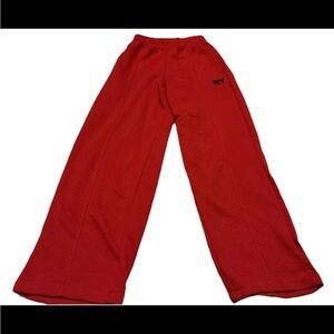 ZARA NY Sweats Kids 11-12/152 Cm Red Leave Fleece Sweat Pants Elastic Waist